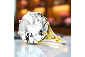 Пръстен Винтидж стил Циркон 14K жълто злато vrc073y